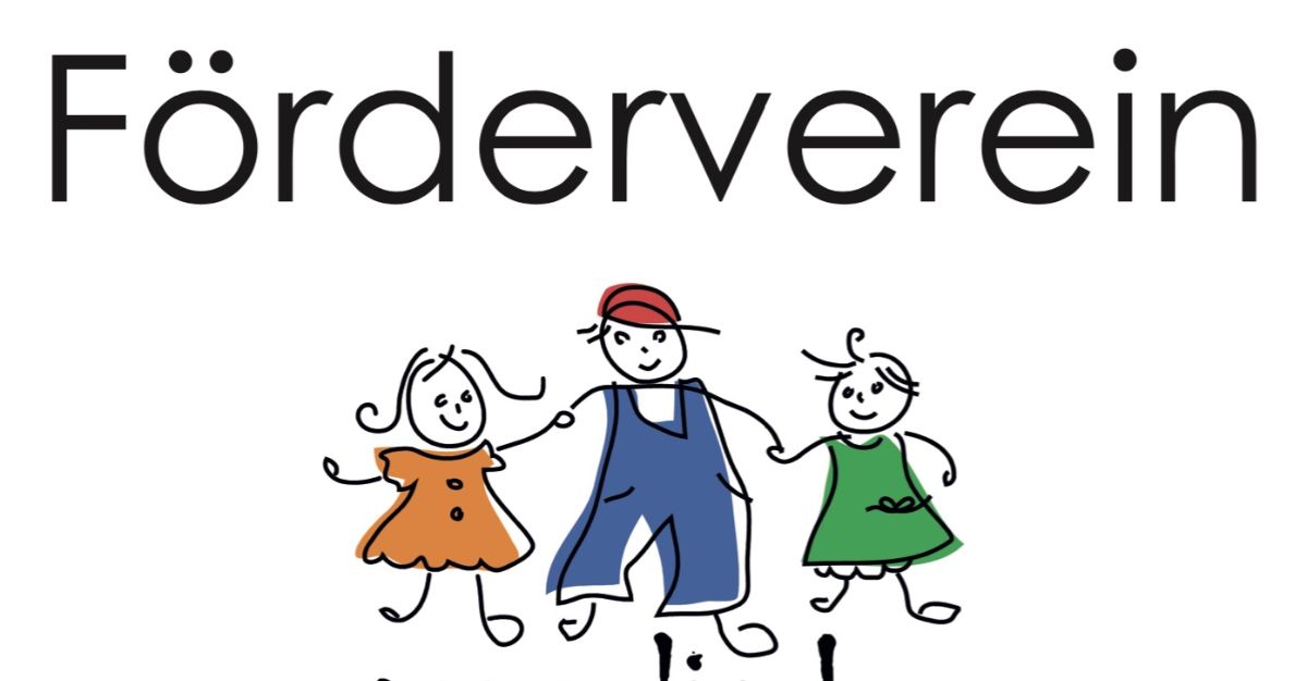 Logo des Fördervereins Evangelischer Kindergarten Hösel mit drei lachenden Kindern in bunter Kleidung.