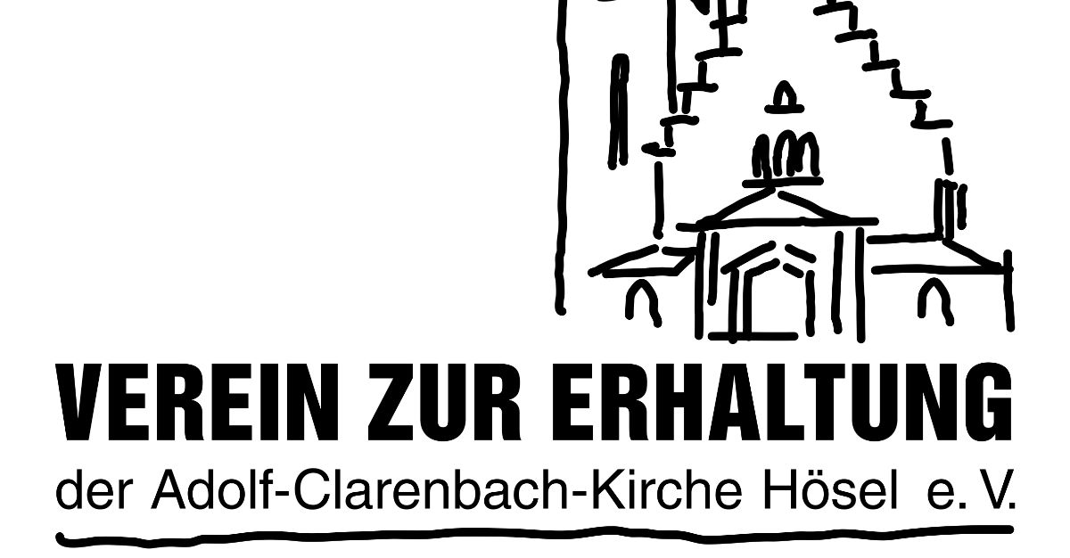 Logo des Vereins zur Erhaltung der Adolf-Clarenbach-Kirche Hösel e.V. mit stilisierter Kirchenzeichnung und Schriftzug.